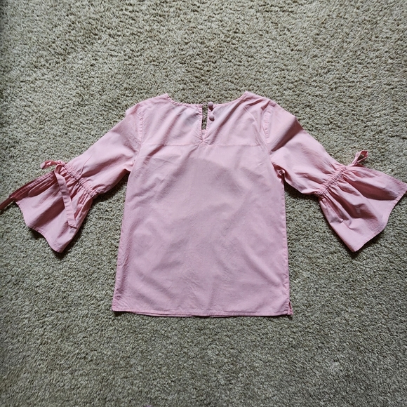 J.Crew womens bell sleeve blouse with ties. Size XS Color light pink - Picture 13 of 15